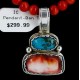 HANDMADE Certified Authentic Navajo .925 Sterling Silver Spiny Oyster and Turquoise Native American Necklace 371114530789