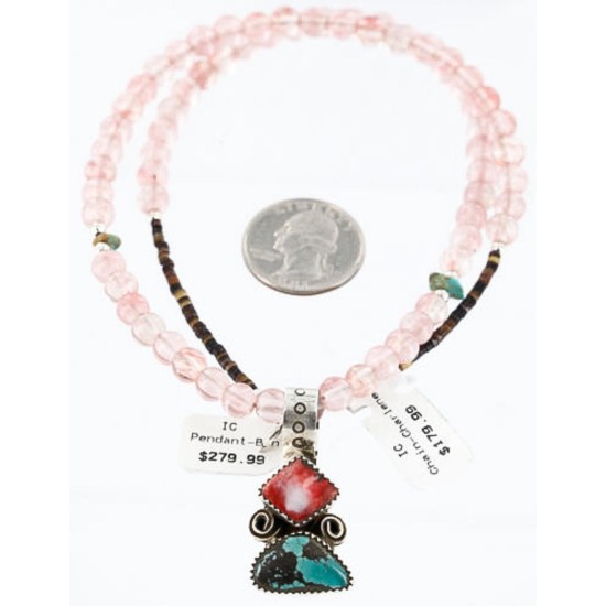 Handmade Certified Authentic Navajo .925 Sterling Silver Spiny Oyster and Turquoise Native American Necklace 390785552795