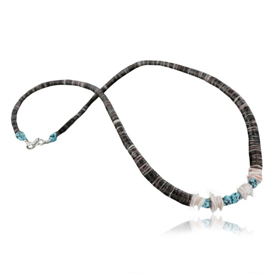 Handmade Certified Authentic Navajo .925 Sterling Silver Spiny Oyster, Turquoise and Graduated Heishi Native American Necklace 370920817773 Handmade Certified Authentic Navajo .925 Sterling Silver Spiny Oyster, Turquoise and Graduated Heishi Native American Necklace 370920817773