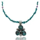 Handmade Navajo .925 Sterling Silver Turquoise and Amethyst Native American Necklace 390688237998