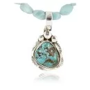 Handmade Navajo .925 Sterling Silver Turquoise and Blue Quartz Native American Necklace & Pendant 390784030127