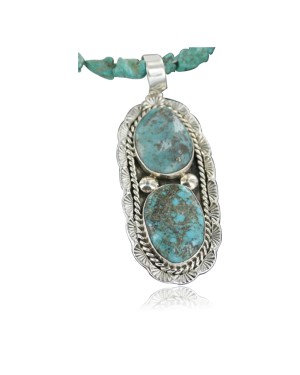 Handmade Certified Authentic Navajo .925 Sterling Silver Turquoise and Coral Native American Necklace & Pendant 390683071150