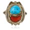 Handmade Certified Authentic Navajo .925 Sterling Silver Turquoise and Coral Native American Ring  371068328700