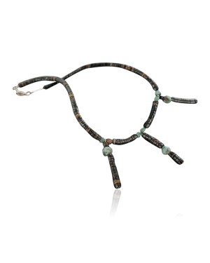 Handmade Certified Authentic Navajo .925 Sterling Silver Turquoise and Graduated Heishi Native American Necklace 390682223608