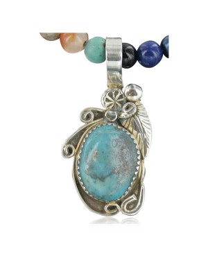 Handmade Certified Authentic Navajo .925 Sterling Silver Turquoise and Multicolor Stones Native American Necklace & Pendant 390669787527