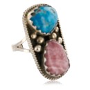 Handmade Certified Authentic Navajo .925 Sterling Silver Turquoise and Native American Pink Charoite Ring 371071744101