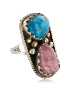 Handmade Certified Authentic Navajo .925 Sterling Silver Turquoise and Native American Pink Charoite Ring 371071744101