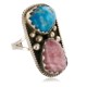 Handmade Certified Authentic Navajo .925 Sterling Silver Turquoise and Native American Pink Charoite Ring 371071744101 Handmade Certified Authentic Navajo .925 Sterling Silver Turquoise and Native American Pink Charoite Ring 371071744101