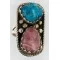 Handmade Navajo .925 Sterling Silver Turquoise and Native American Pink Charoite Ring 371071744101 Handmade Navajo .925 Sterling Silver Turquoise and Native American Pink Charoite Ring 371071744101