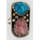 Handmade Certified Authentic Navajo .925 Sterling Silver Turquoise and Native American Pink Charoite Ring 371071744101 Handmade Certified Authentic Navajo .925 Sterling Silver Turquoise and Native American Pink Charoite Ring 371071744101