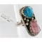 Handmade Navajo .925 Sterling Silver Turquoise and Native American Pink Charoite Ring 371071744101 Handmade Navajo .925 Sterling Silver Turquoise and Native American Pink Charoite Ring 371071744101