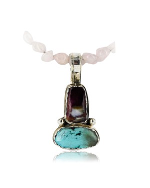 Handmade Certified Authentic Navajo .925 Sterling Silver Turquoise and PURPLE Spiny Oyster Native American Necklace 390851756423