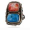Handmade Certified Authentic Navajo .925 Sterling Silver Turquoise and Spiny Oyster Native American Ring  390743358907