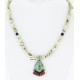 Handmade Certified Authentic Navajo .925 Sterling Silver Turquoise, Gaspeite and Coral Native American Necklace 390851652619