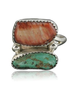 Handmade Certified Authentic Navajo .925 Sterling Silver TURQUOISE MOUNTAIN Spiny Native American Ring  370920396146