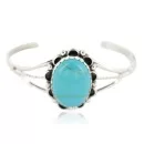 Handmade Navajo .925 Sterling Silver Turquoise Native American Bracelet 13085