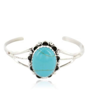 Handmade Certified Authentic Navajo .925 Sterling Silver Turquoise Native American Bracelet 13085