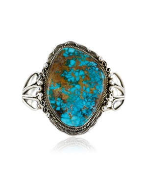 Handmade Certified Authentic Navajo .925 Sterling Silver Turquoise Native American Cuff Bracelet 12674