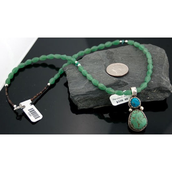 Handmade Certified Authentic Navajo .925 Sterling Silver Turquoise Native American Necklace 370856206166