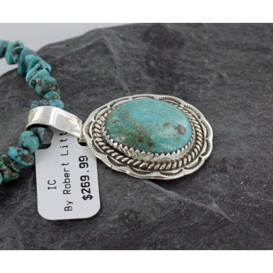 Handmade Certified Authentic Navajo .925 Sterling Silver Turquoise Native American Necklace 370900486950