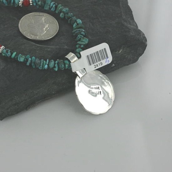 Handmade Certified Authentic Navajo .925 Sterling Silver Turquoise Native American Necklace 370900486950
