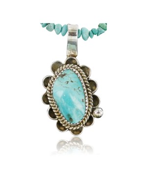Handmade Certified Authentic Navajo .925 Sterling Silver Turquoise Native American Necklace 370903671654