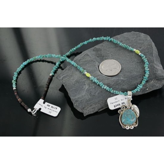 Handmade Certified Authentic Navajo .925 Sterling Silver Turquoise Native American Necklace 370906043261