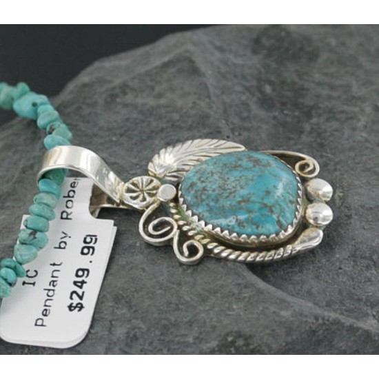 Handmade Certified Authentic Navajo .925 Sterling Silver Turquoise Native American Necklace 370906043261