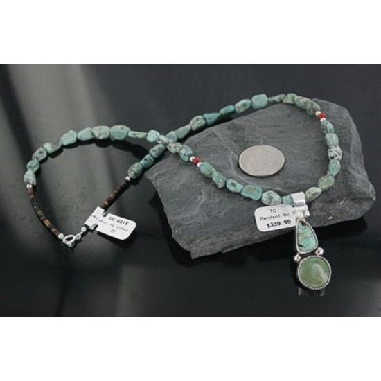 Handmade Certified Authentic Navajo .925 Sterling Silver  Turquoise Native American Necklace 370907856155