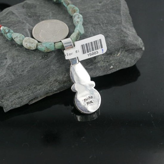 Handmade Certified Authentic Navajo .925 Sterling Silver  Turquoise Native American Necklace 370907856155