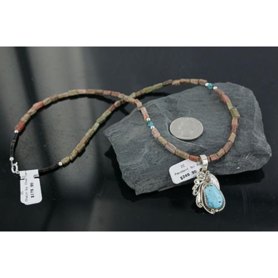 Handmade Certified Authentic Navajo .925 Sterling Silver Turquoise Native American Necklace 370909739841