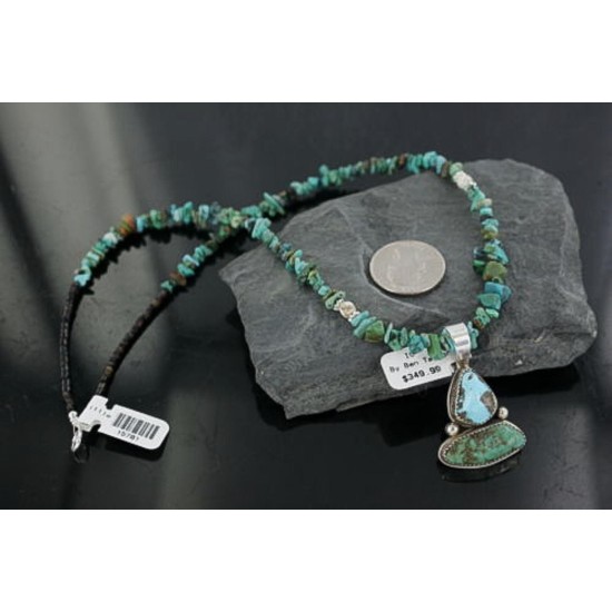 Handmade Certified Authentic Navajo .925 Sterling Silver Turquoise Native American Necklace 370910255564