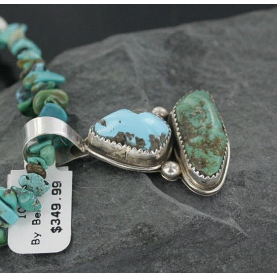 Handmade Certified Authentic Navajo .925 Sterling Silver Turquoise Native American Necklace 370910255564