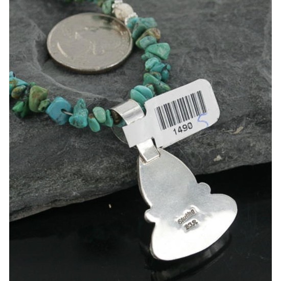 Handmade Certified Authentic Navajo .925 Sterling Silver Turquoise Native American Necklace 370910255564