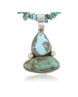 Handmade Certified Authentic Navajo .925 Sterling Silver Turquoise Native American Necklace 370910255564