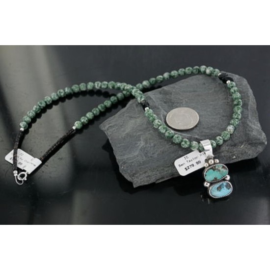 Handmade Certified Authentic Navajo .925 Sterling Silver Turquoise Native American Necklace 370910273613