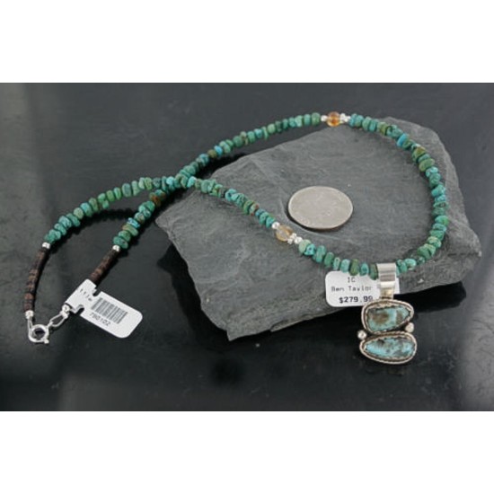 Handmade Certified Authentic Navajo .925 Sterling Silver Turquoise Native American Necklace 370930063845