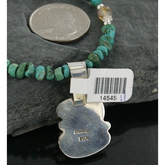 Handmade Certified Authentic Navajo .925 Sterling Silver Turquoise Native American Necklace 370930063845