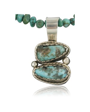 Handmade Certified Authentic Navajo .925 Sterling Silver Turquoise Native American Necklace 370930063845