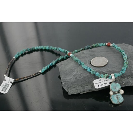 Handmade Certified Authentic Navajo .925 Sterling Silver Turquoise Native American Necklace 370938638067