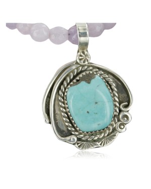 Handmade Certified Authentic Navajo .925 Sterling Silver Turquoise Native American Necklace 370964341687