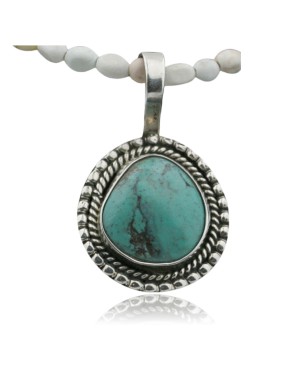 Handmade Certified Authentic Navajo .925 Sterling Silver Turquoise Native American Necklace 370970386601