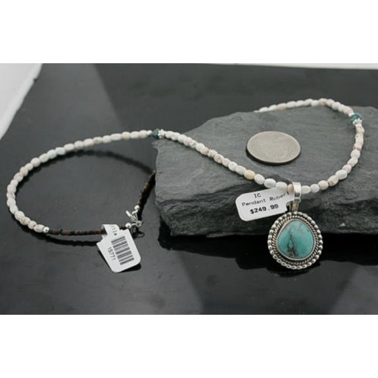 Handmade Certified Authentic Navajo .925 Sterling Silver Turquoise Native American Necklace 370970386601