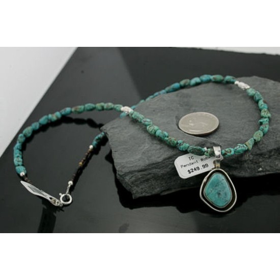 Handmade Certified Authentic Navajo .925 Sterling Silver Turquoise Native American Necklace 370970792926
