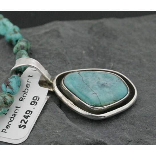 Handmade Certified Authentic Navajo .925 Sterling Silver Turquoise Native American Necklace 370970792926