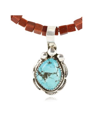 Handmade Certified Authentic Navajo .925 Sterling Silver Turquoise Native American Necklace 371014333648