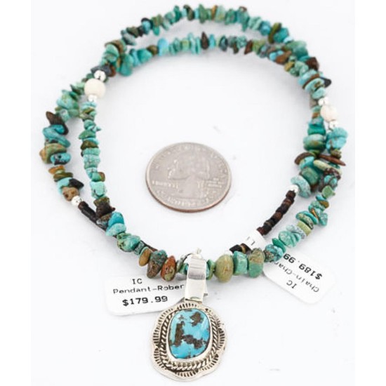 Handmade Certified Authentic Navajo .925 Sterling Silver Turquoise Native American Necklace 371016815919