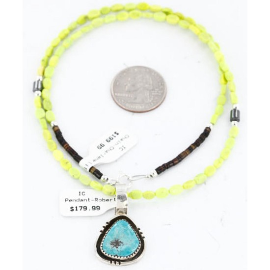 Handmade Certified Authentic Navajo .925 Sterling Silver Turquoise Native American Necklace 371016874340