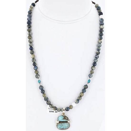 Handmade Certified Authentic Navajo .925 Sterling Silver Turquoise Native American Necklace 371029409820