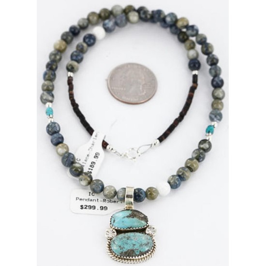 Handmade Certified Authentic Navajo .925 Sterling Silver Turquoise Native American Necklace 371029409820
